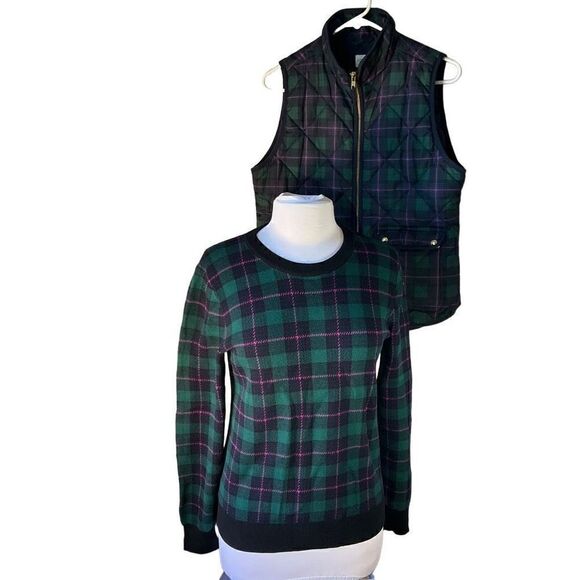 J Crew Factory Plaid Teddie Vest, Small. Heritage ralphlaurenchristmas preppy - Picture 3 of 14